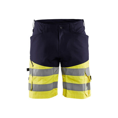 Blaklader 15411811 Hi-Vis Shorts Stretch Navy Blue/Hi-Vis Yellow Main #colour_navy-blue-yellow