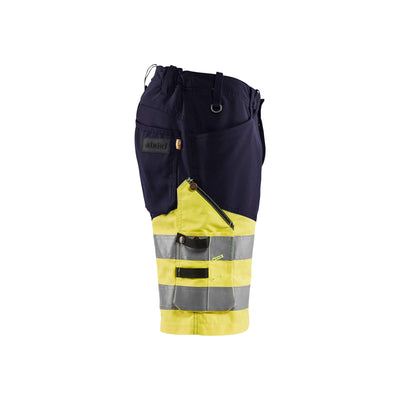 Blaklader 15411811 Hi-Vis Shorts Stretch Navy Blue/Hi-Vis Yellow Right #colour_navy-blue-yellow