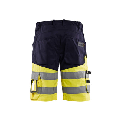 Blaklader 15411811 Hi-Vis Shorts Stretch Navy Blue/Hi-Vis Yellow Rear #colour_navy-blue-yellow