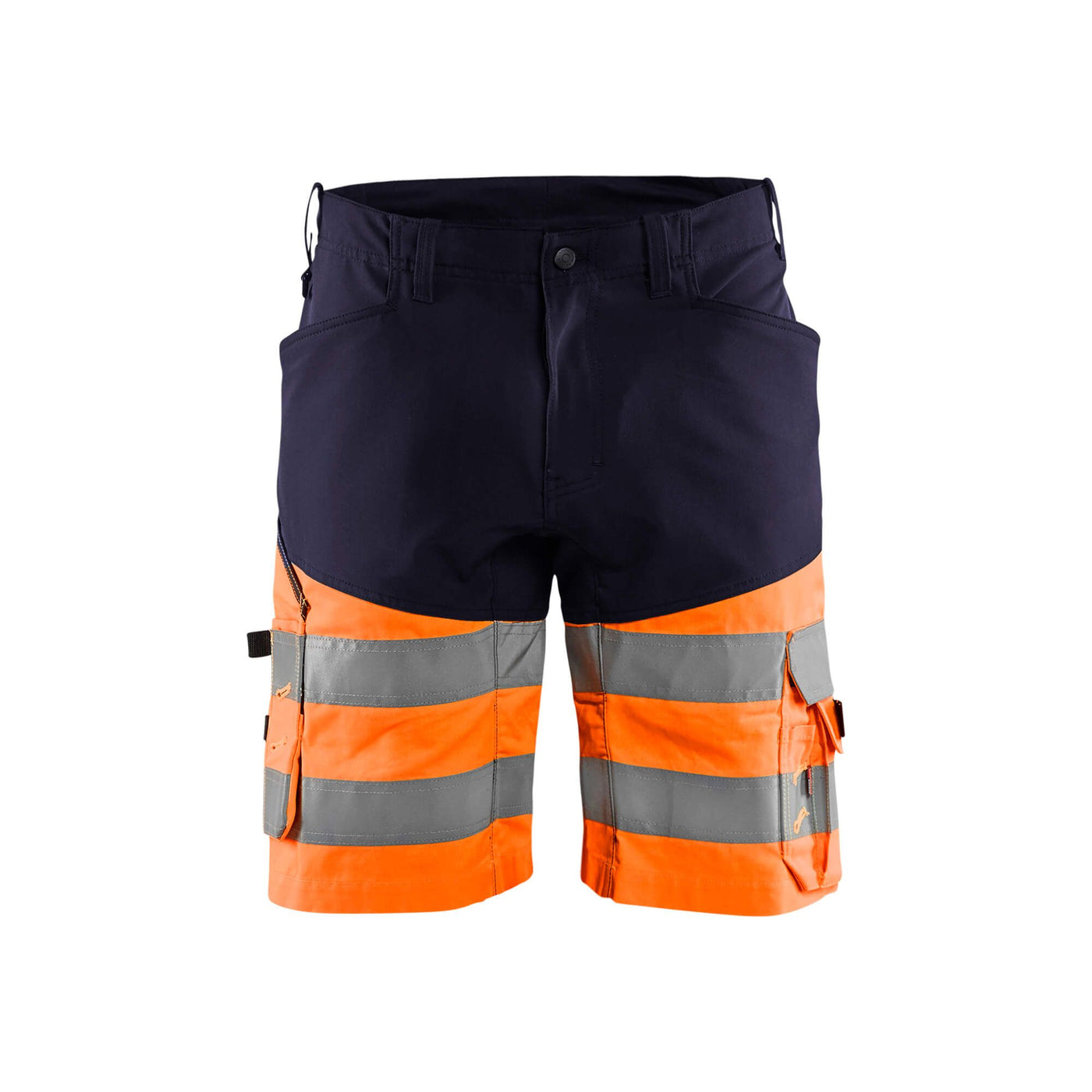 Blaklader 15411811 Hi-Vis Shorts Stretch Navy Blue/Orange Main #colour_navy-blue-orange