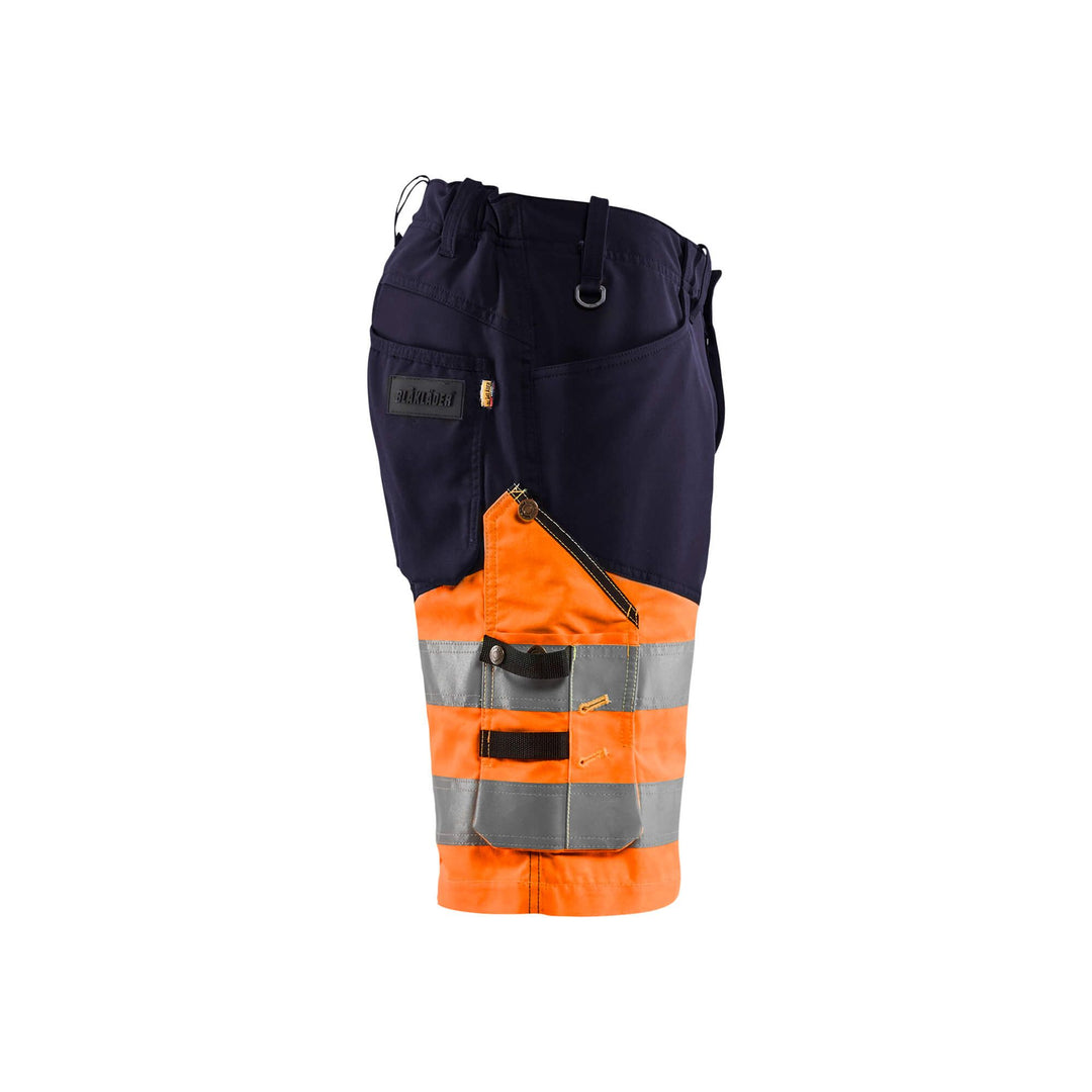 Blaklader 15411811 Hi-Vis Shorts Stretch Navy Blue/Orange Right #colour_navy-blue-orange