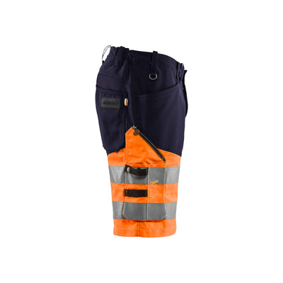 Blaklader 15411811 Hi-Vis Shorts Stretch Navy Blue/Orange Right #colour_navy-blue-orange