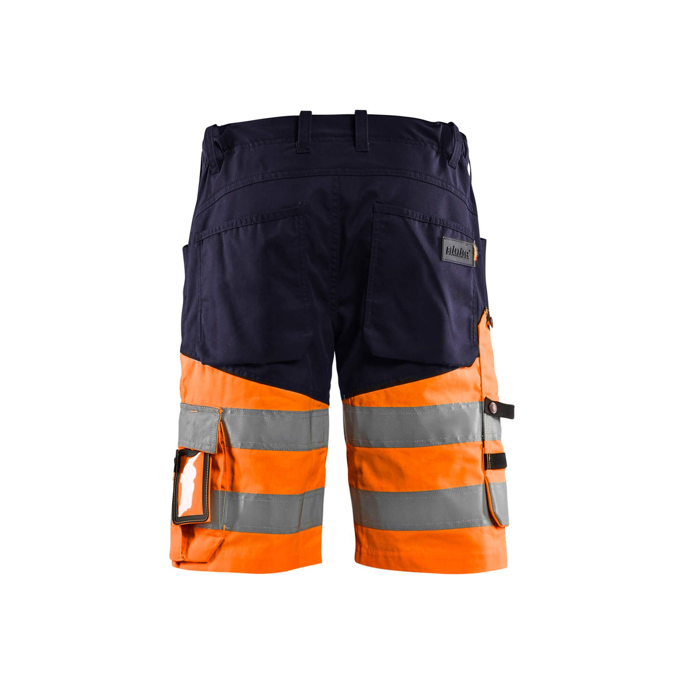 Blaklader 15411811 Hi-Vis Shorts Stretch Navy Blue/Orange Rear #colour_navy-blue-orange