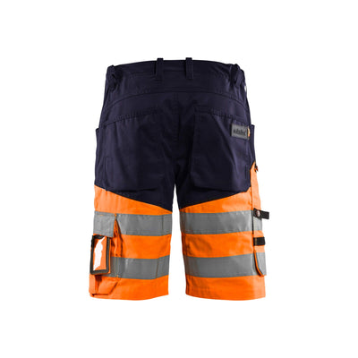 Blaklader 15411811 Hi-Vis Shorts Stretch Navy Blue/Orange Rear #colour_navy-blue-orange