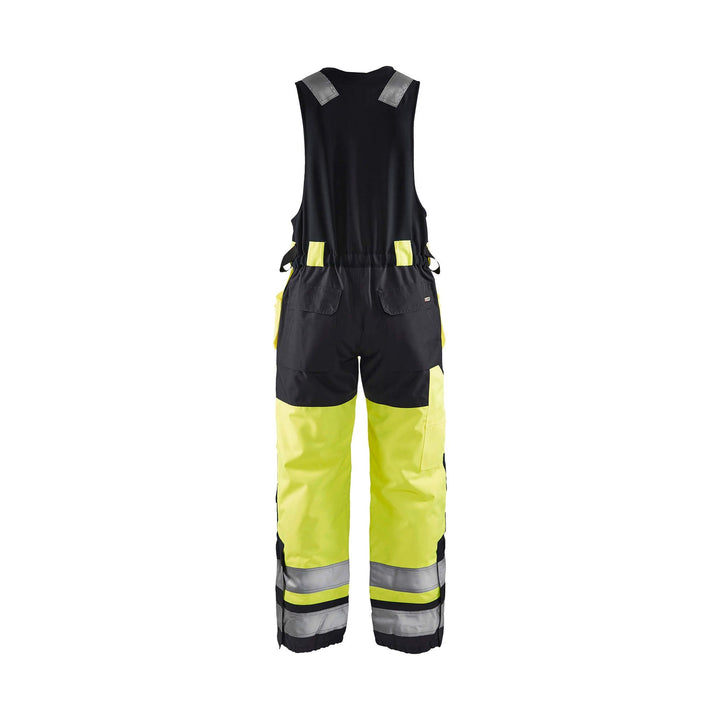 Blaklader 85041977 Hi-Vis Sleeveless Winter Overalls Yellow/Black Rear #colour_yellow-black