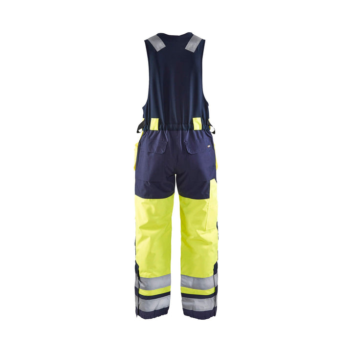 Blaklader 85041977 Hi-Vis Sleeveless Winter Overalls Yellow/Navy Blue Rear #colour_yellow-navy-blue