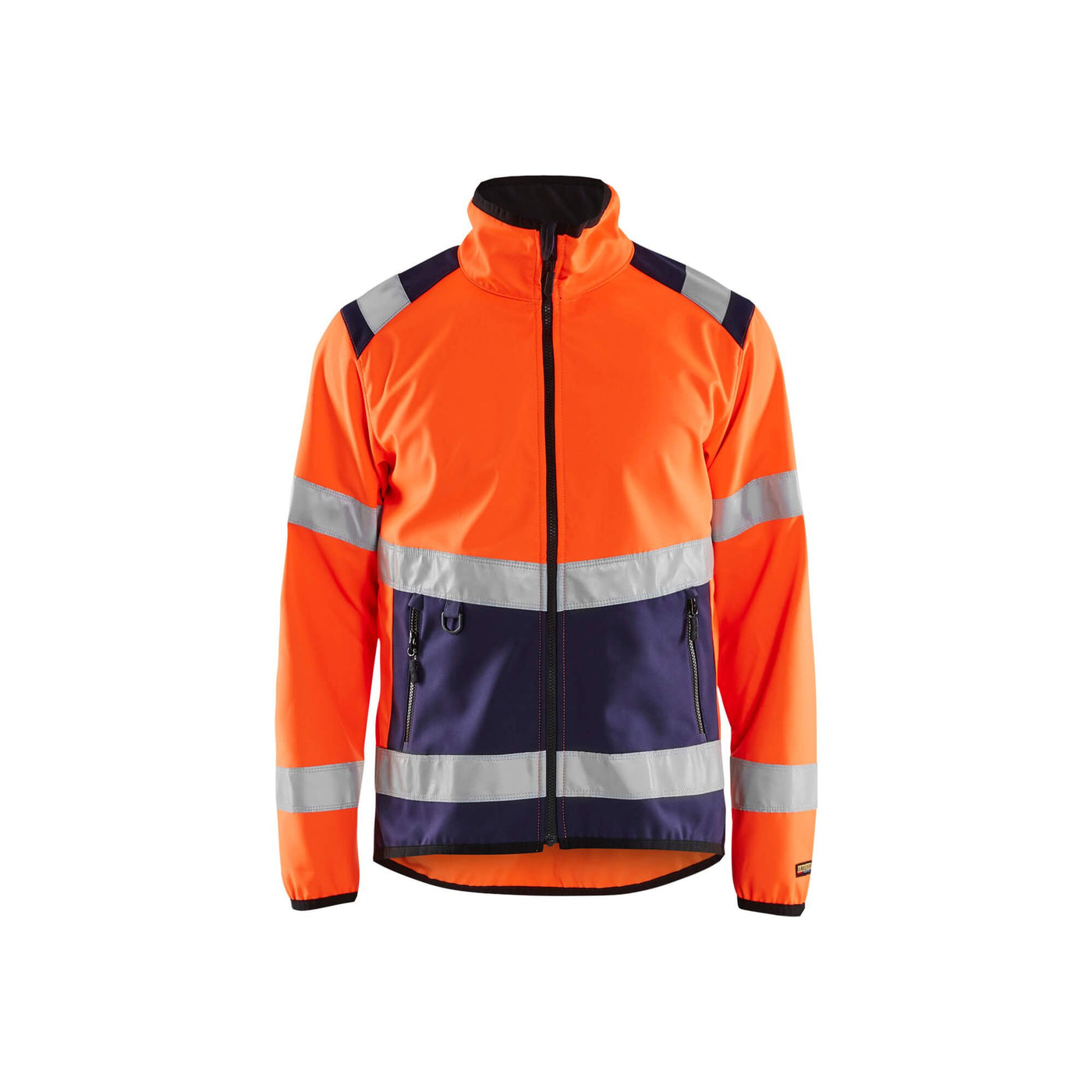 Blaklader 48772516 Hi-Vis Soft-Shell Jacket Orange/Navy Blue Main #colour_orange-navy-blue