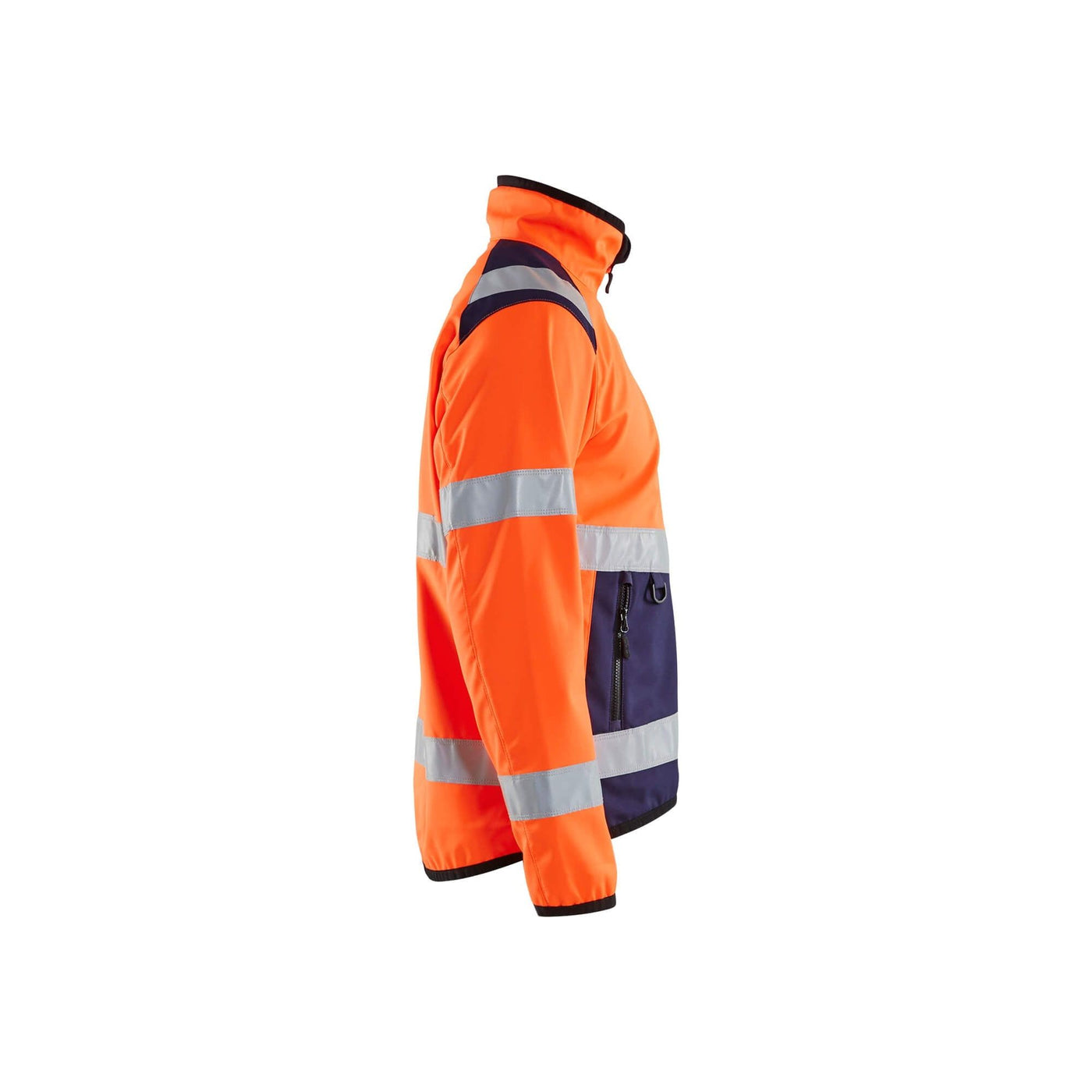 Blaklader 48772516 Hi-Vis Soft-Shell Jacket Orange/Navy Blue Right #colour_orange-navy-blue