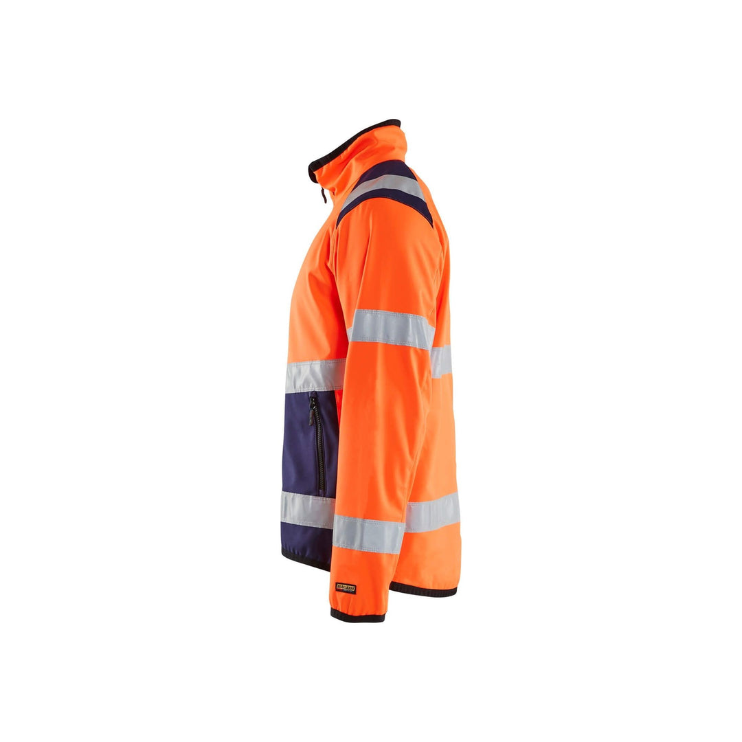 Blaklader 48772516 Hi-Vis Soft-Shell Jacket Orange/Navy Blue Left #colour_orange-navy-blue