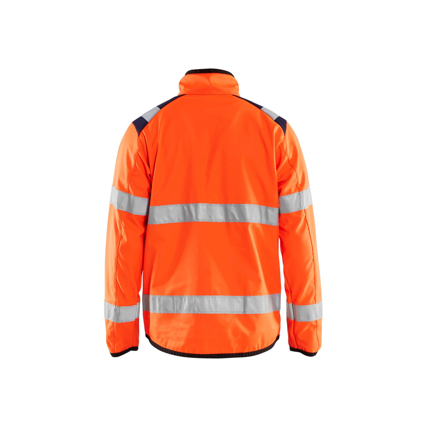 Blaklader 48772516 Hi-Vis Soft-Shell Jacket Orange/Navy Blue Rear #colour_orange-navy-blue