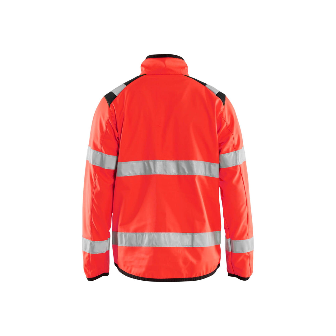 Blaklader 48772516 Hi-Vis Soft-Shell Jacket Red/Black Rear #colour_red-black