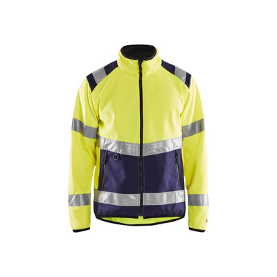 Blaklader 48772516 Hi-Vis Soft-Shell Jacket Yellow/Navy Blue Main #colour_yellow-navy-blue