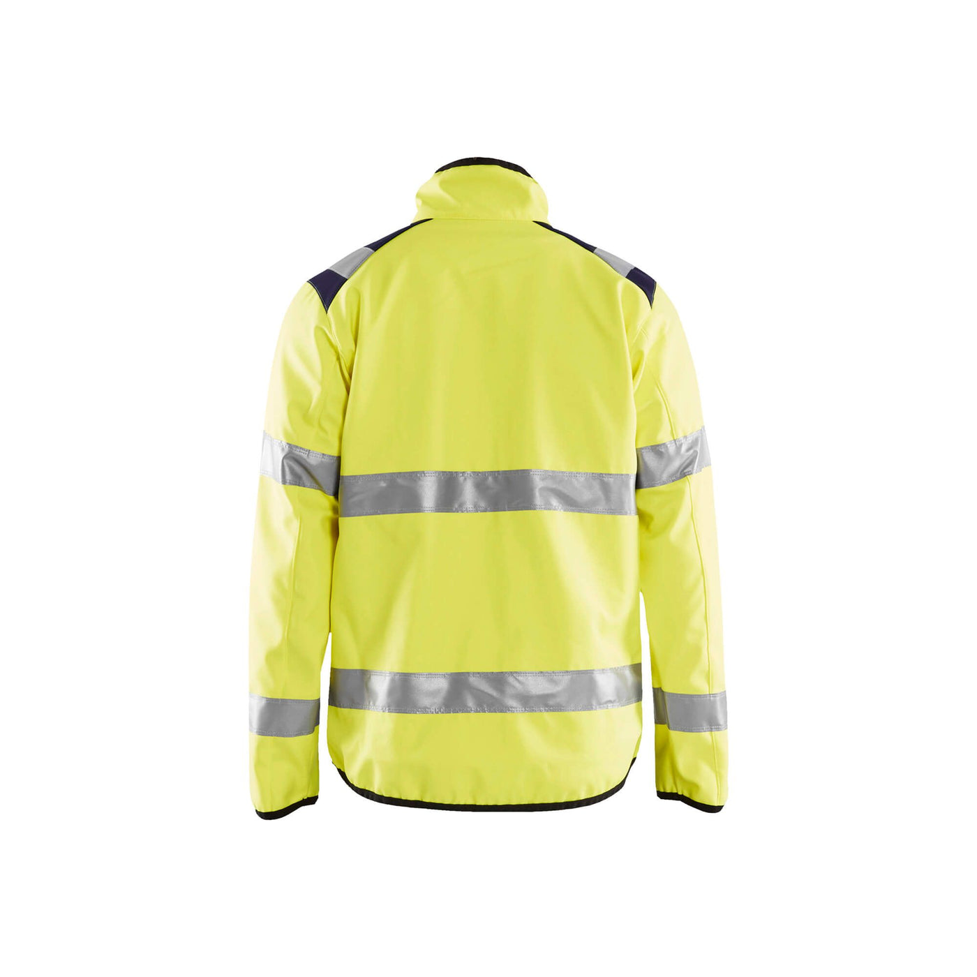 Blaklader 48772516 Hi-Vis Soft-Shell Jacket Yellow/Navy Blue Rear #colour_yellow-navy-blue