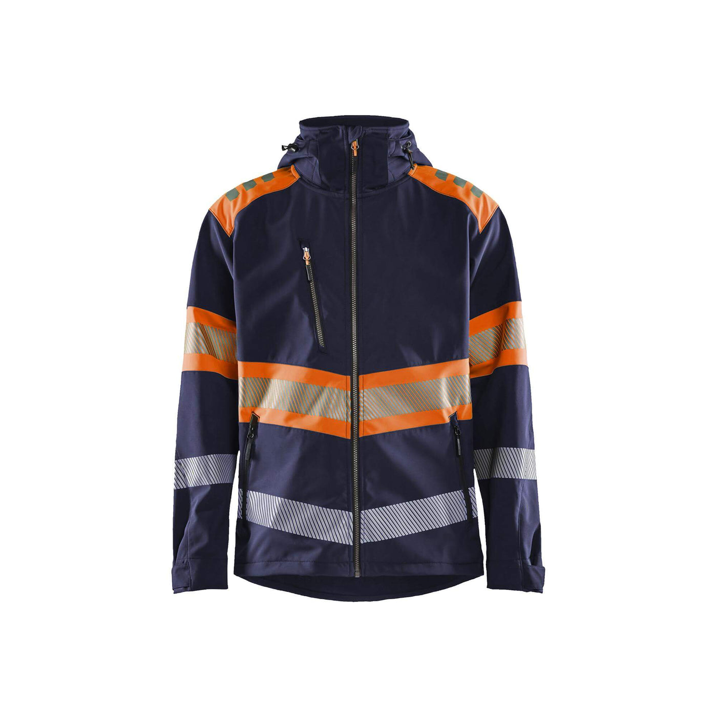 Blaklader 4494 Hi Vis Softshell Jacket (44942513) - Mens #colour_navy-blue-orange