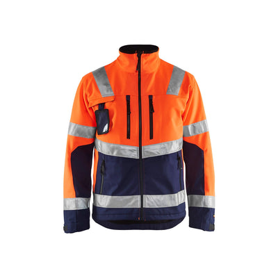 Blaklader 49002517 Hi-Vis Softshell Jacket Orange/Navy Blue Main #colour_orange-navy-blue