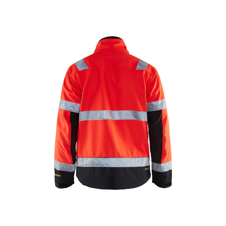 Blaklader 49002517 Hi-Vis Softshell Jacket Red/Black Rear #colour_red-black