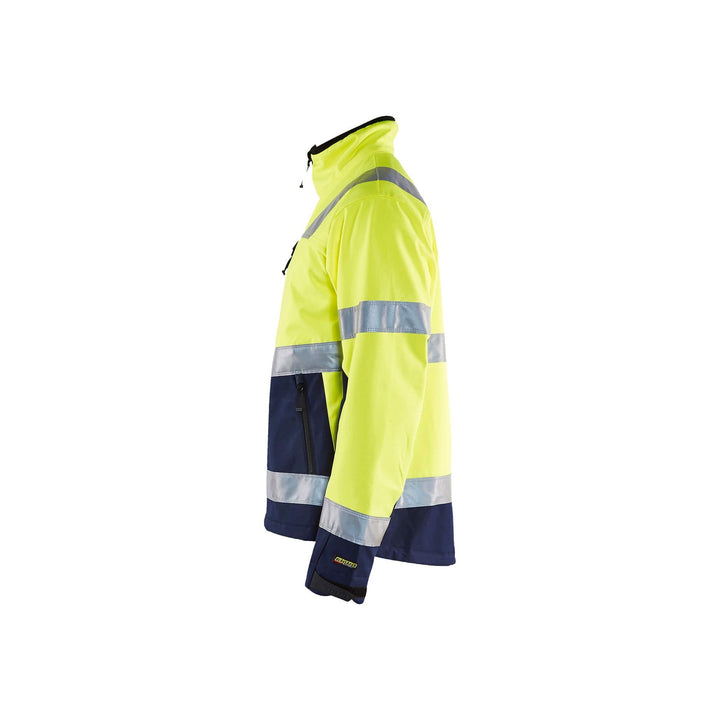 Blaklader 49002517 Hi-Vis Softshell Jacket Yellow/Navy Blue Left #colour_yellow-navy-blue