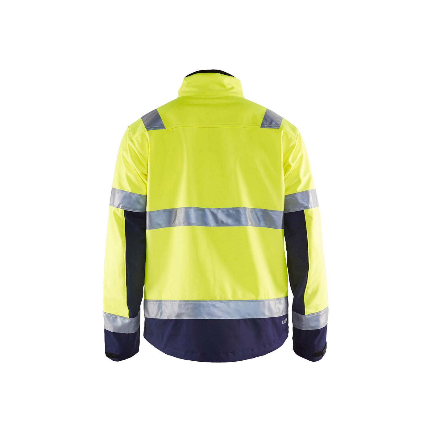 Blaklader 49002517 Hi-Vis Softshell Jacket Yellow/Navy Blue Rear #colour_yellow-navy-blue