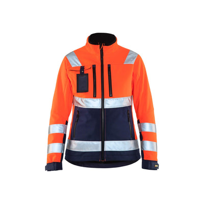 Blaklader 49022517 Hi-Vis Softshell Jacket Orange/Navy Blue Main #colour_orange-navy-blue