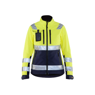 Blaklader 49022517 Hi-Vis Softshell Jacket Yellow/Navy Blue Main #colour_yellow-navy-blue