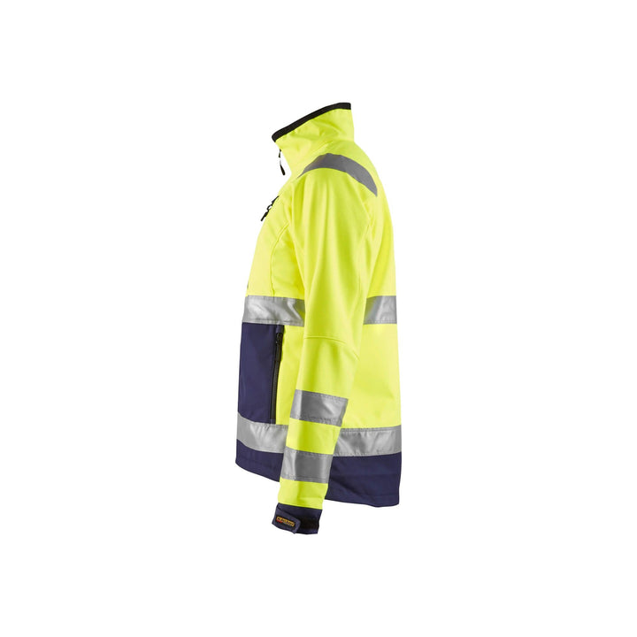 Blaklader 49022517 Hi-Vis Softshell Jacket Yellow/Navy Blue Left #colour_yellow-navy-blue