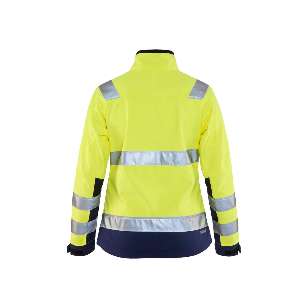 Blaklader 49022517 Hi-Vis Softshell Jacket Yellow/Navy Blue Rear #colour_yellow-navy-blue