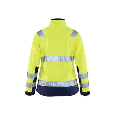 Blaklader 49022517 Hi-Vis Softshell Jacket Yellow/Navy Blue Rear #colour_yellow-navy-blue