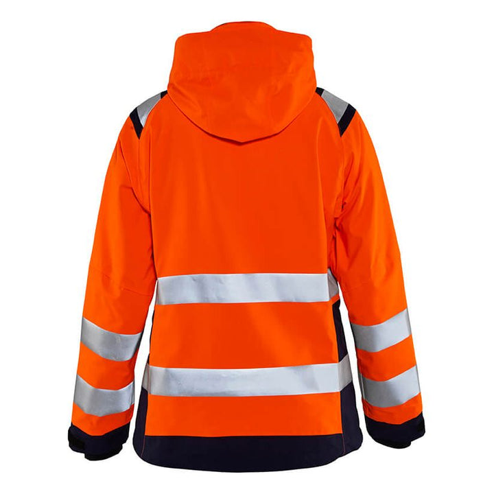 Blaklader 49041987 Hi-Vis Softshell Jacket Orange/Navy Blue Rear #colour_orange-navy-blue