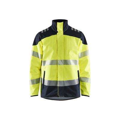 Blaklader 49481560 Hi-Vis Softshell Jacket Waterproof Yellow/Navy Blue Main #colour_yellow-navy-blue