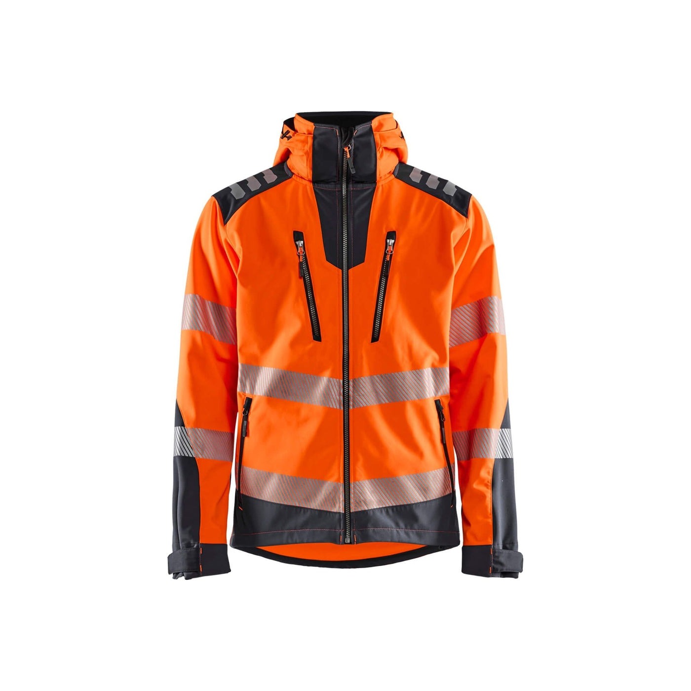 Blaklader 44912513 Hi-Vis Softshell Jacket Waterproof Breathable Hi-Vis Orange/Mid Grey Main #colour_hi-vis-orange-mid-grey