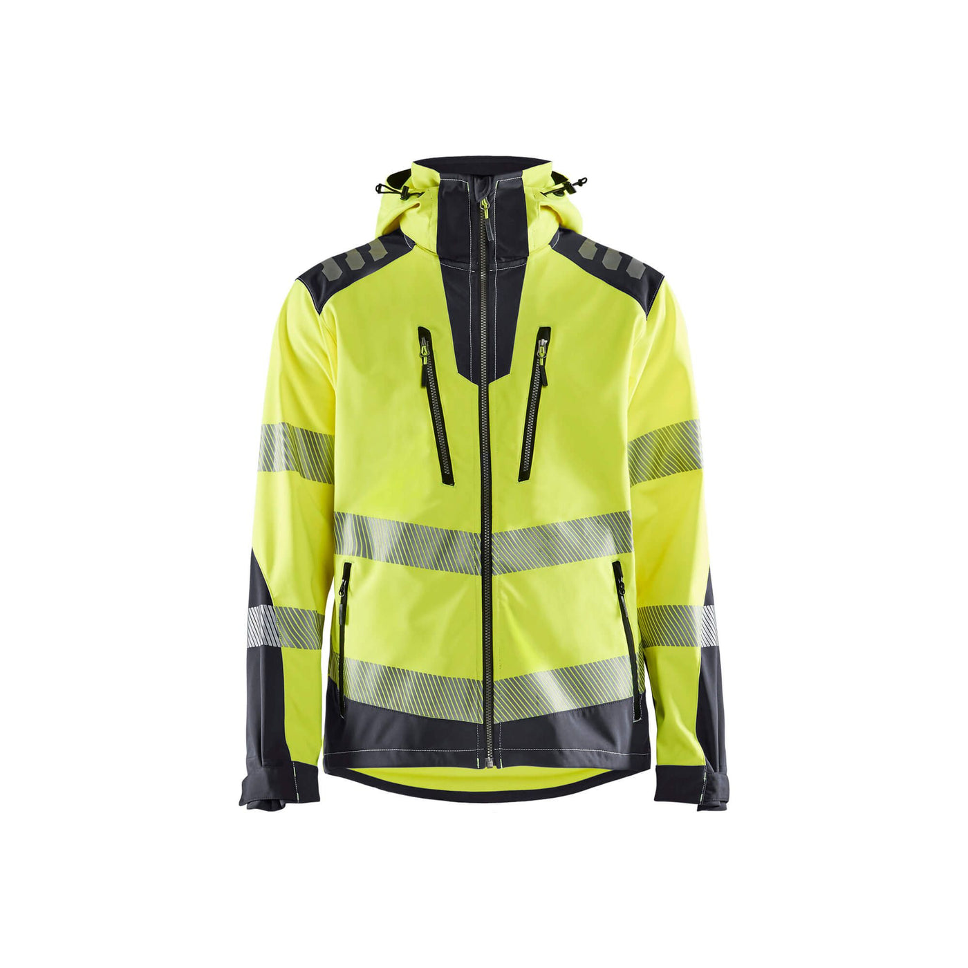 Blaklader 44912513 Hi-Vis Softshell Jacket Waterproof Breathable Hi-Vis Yellow/Mid Grey Main #colour_hi-vis-yellow-mid-grey