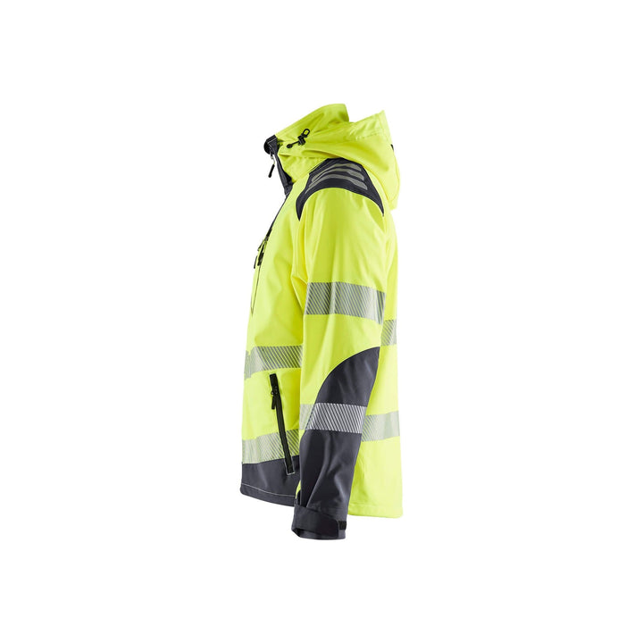 Blaklader 44912513 Hi-Vis Softshell Jacket Waterproof Breathable Hi-Vis Yellow/Mid Grey Left #colour_hi-vis-yellow-mid-grey