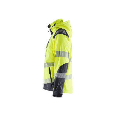 Blaklader 44912513 Hi-Vis Softshell Jacket Waterproof Breathable Hi-Vis Yellow/Mid Grey Left #colour_hi-vis-yellow-mid-grey