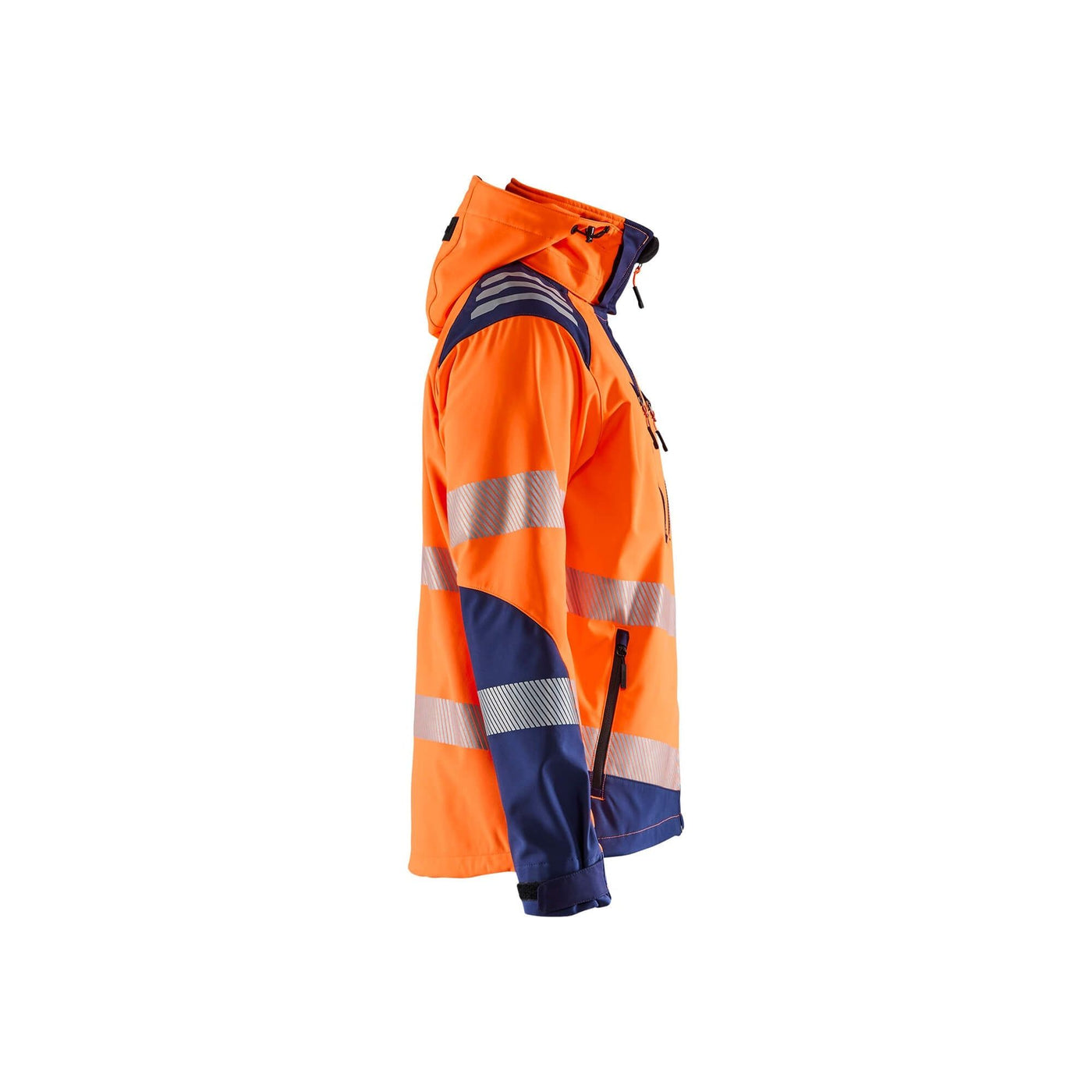 Blaklader 44912513 Hi-Vis Softshell Jacket Waterproof Breathable Orange/Navy Blue Right #colour_orange-navy-blue