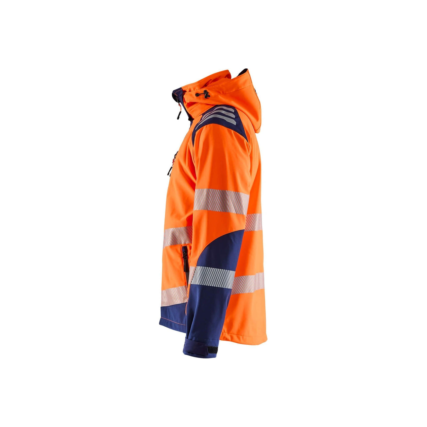 Blaklader 44912513 Hi-Vis Softshell Jacket Waterproof Breathable Orange/Navy Blue Left #colour_orange-navy-blue