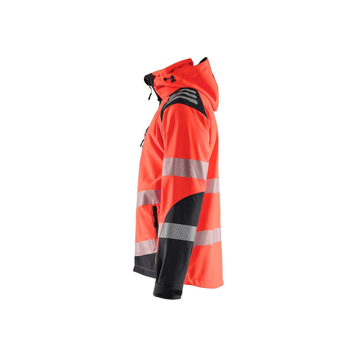 Blaklader 44912513 Hi-Vis Softshell Jacket Waterproof Breathable Red/Black Left #colour_red-black