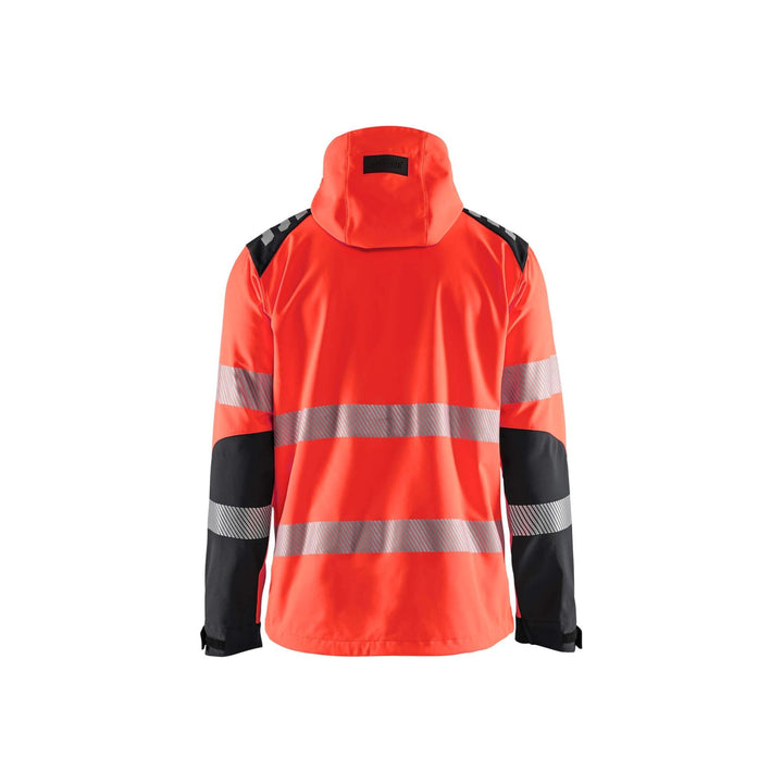 Blaklader 44912513 Hi-Vis Softshell Jacket Waterproof Breathable Red/Black Rear #colour_red-black