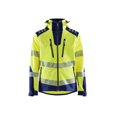Blaklader 44912513 Hi-Vis Softshell Jacket Waterproof Breathable Yellow/Navy Blue Main #colour_yellow-navy-blue