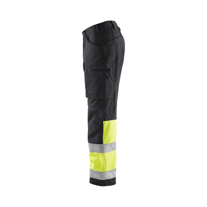 Blaklader 15622517 Hi-Vis Softshell Trousers Black/Hi-Vis Yellow Left #colour_black-yellow