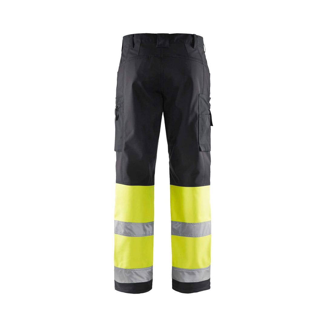 Blaklader 15622517 Hi-Vis Softshell Trousers Black/Hi-Vis Yellow Rear #colour_black-yellow