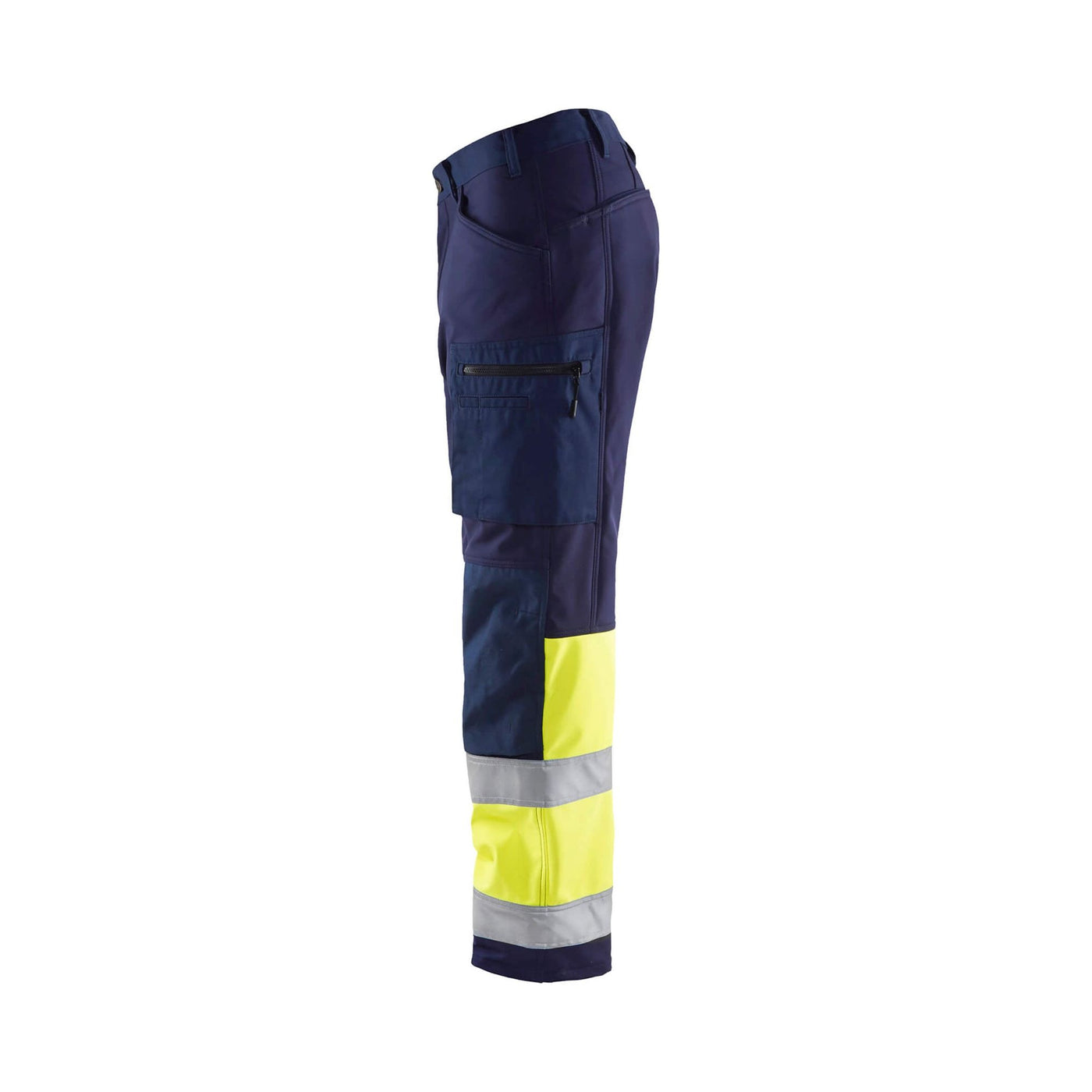 Blaklader 15622517 Hi-Vis Softshell Trousers Navy Blue/Hi-Vis Yellow Left #colour_navy-blue-yellow