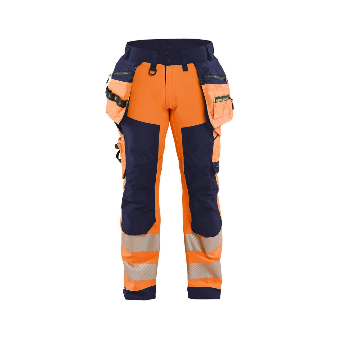 Blaklader 18202513 Hi-Vis Softshell Trousers Orange/Navy Blue Main #colour_orange-navy-blue