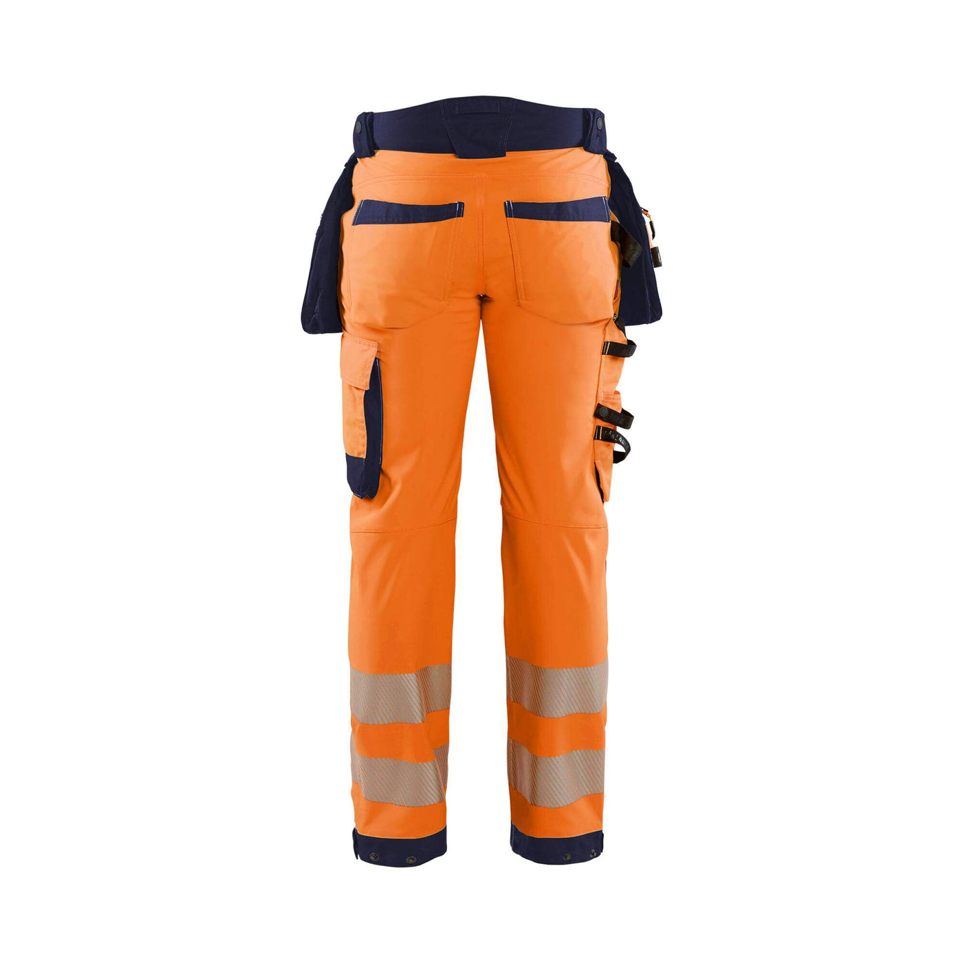 Blaklader 18202513 Hi-Vis Softshell Trousers Orange/Navy Blue Rear #colour_orange-navy-blue