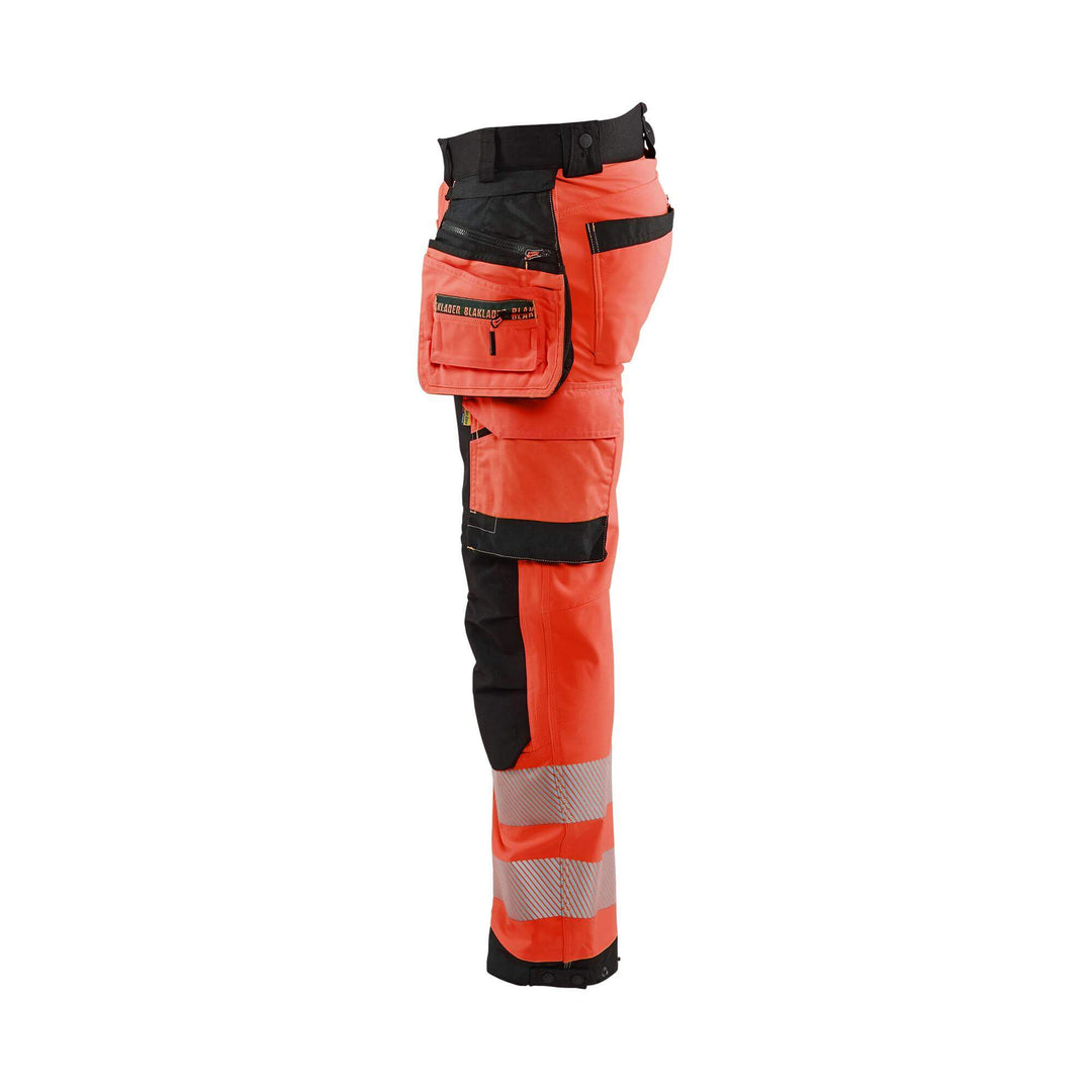 Blaklader 18202513 Hi-Vis Softshell Trousers Red/Black Left #colour_red-black