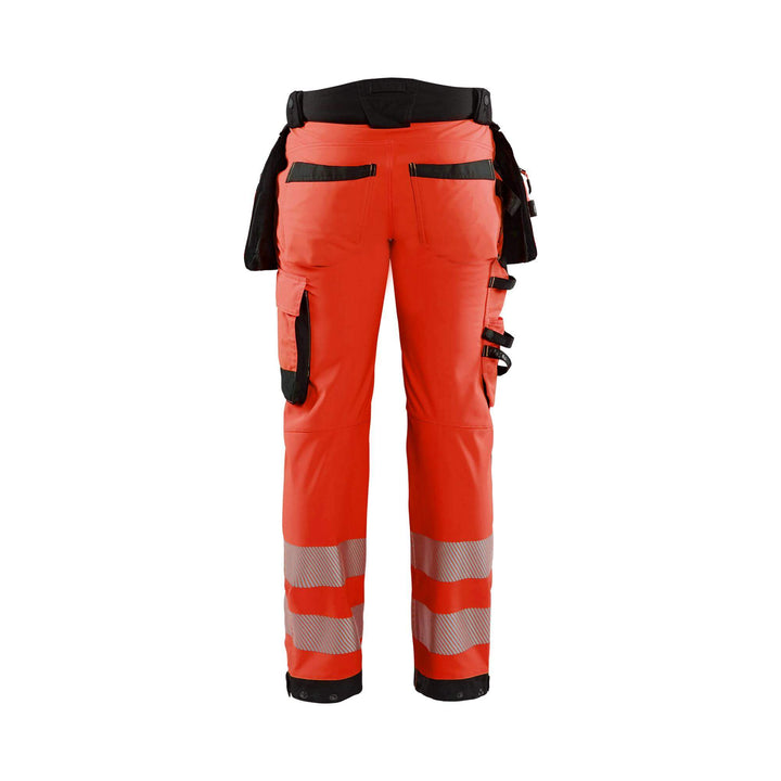 Blaklader 18202513 Hi-Vis Softshell Trousers Red/Black Rear #colour_red-black