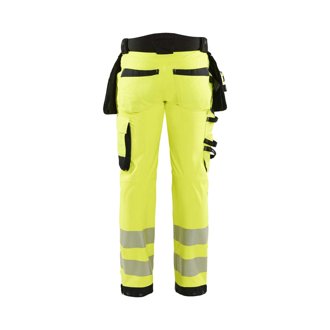 Blaklader 18202513 Hi-Vis Softshell Trousers Yellow/Black Rear #colour_yellow-black