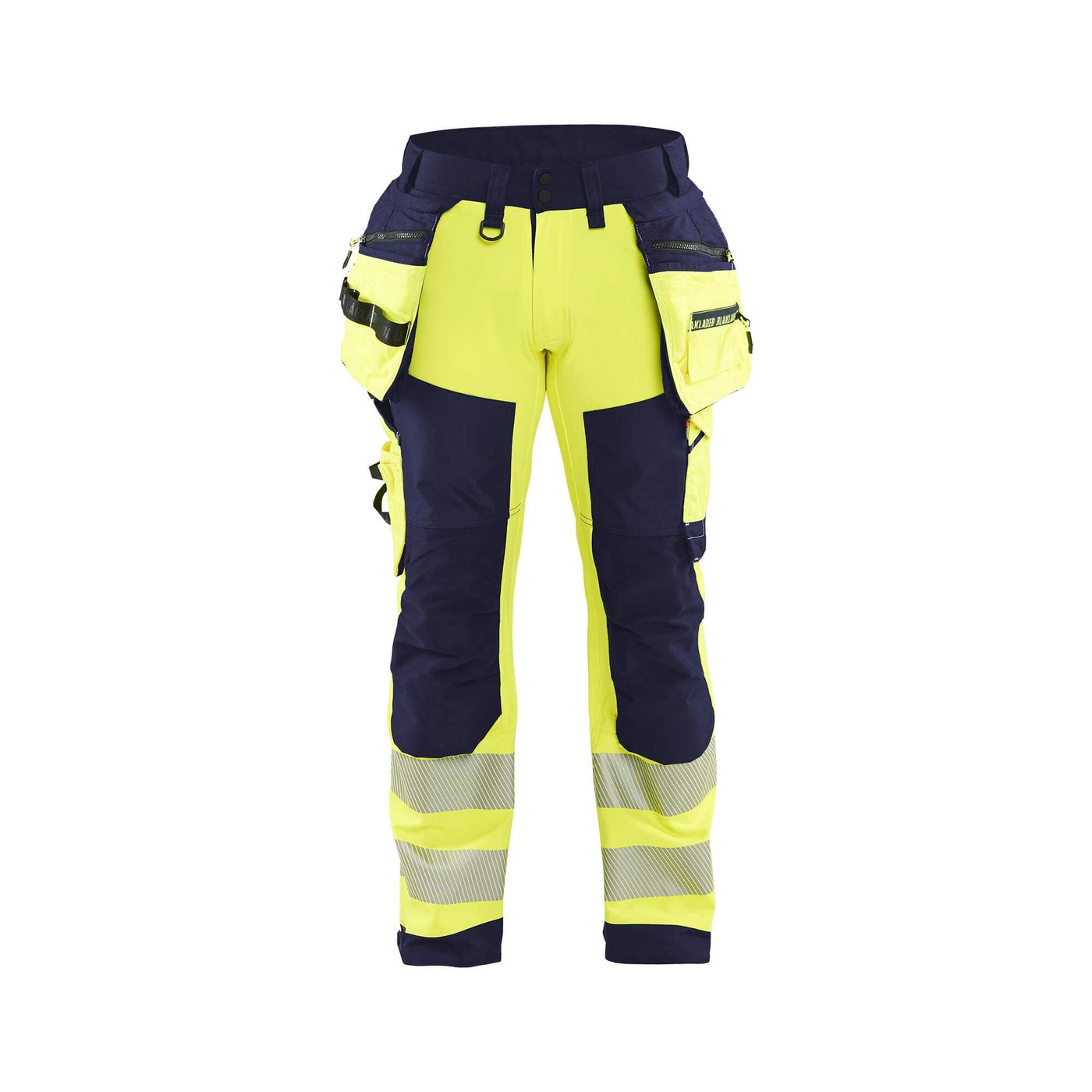 Blaklader 18202513 Hi-Vis Softshell Trousers Yellow/Navy Blue Main #colour_yellow-navy-blue