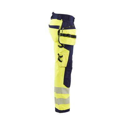 Blaklader 18202513 Hi-Vis Softshell Trousers Yellow/Navy Blue Right #colour_yellow-navy-blue