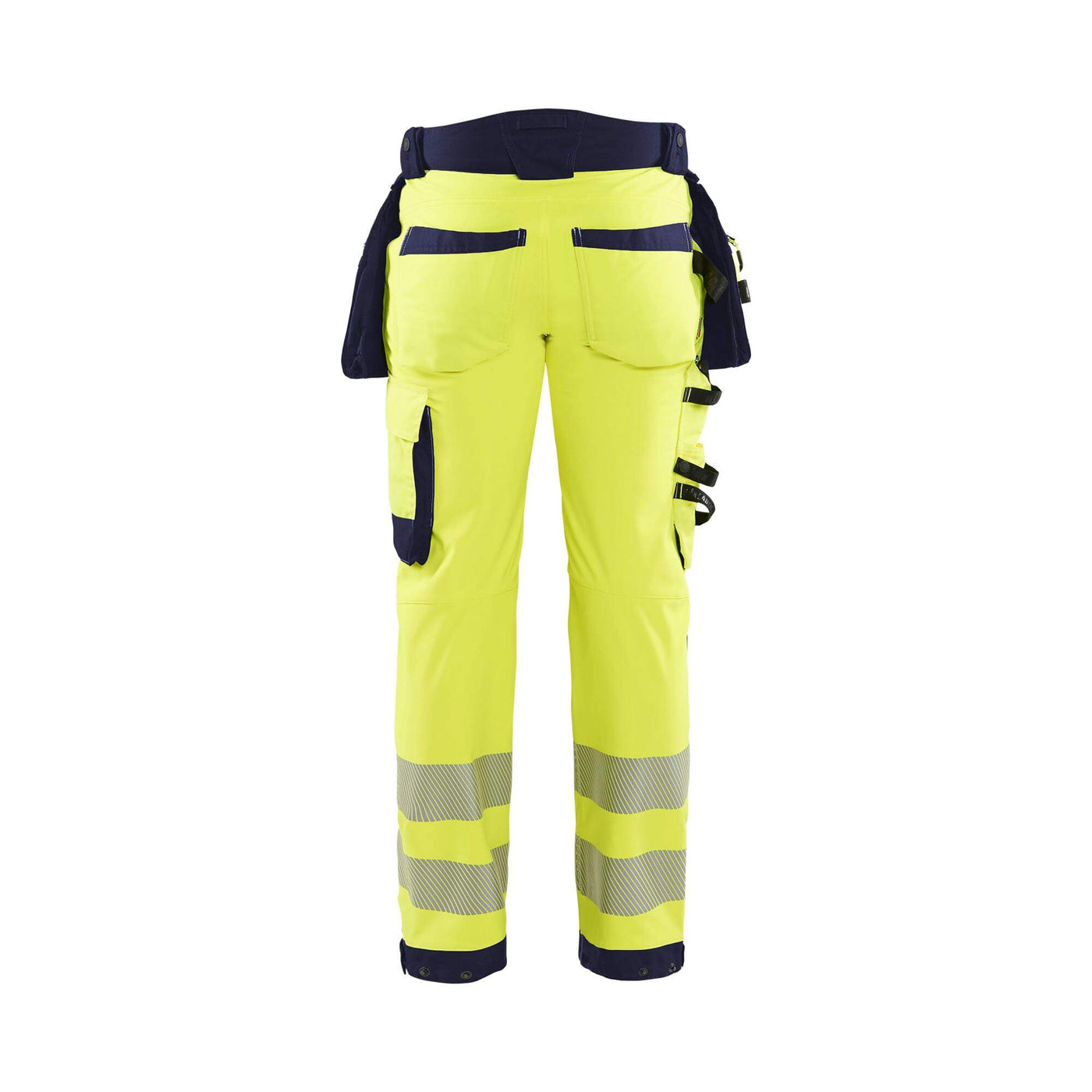 Blaklader 18202513 Hi-Vis Softshell Trousers Yellow/Navy Blue Rear #colour_yellow-navy-blue