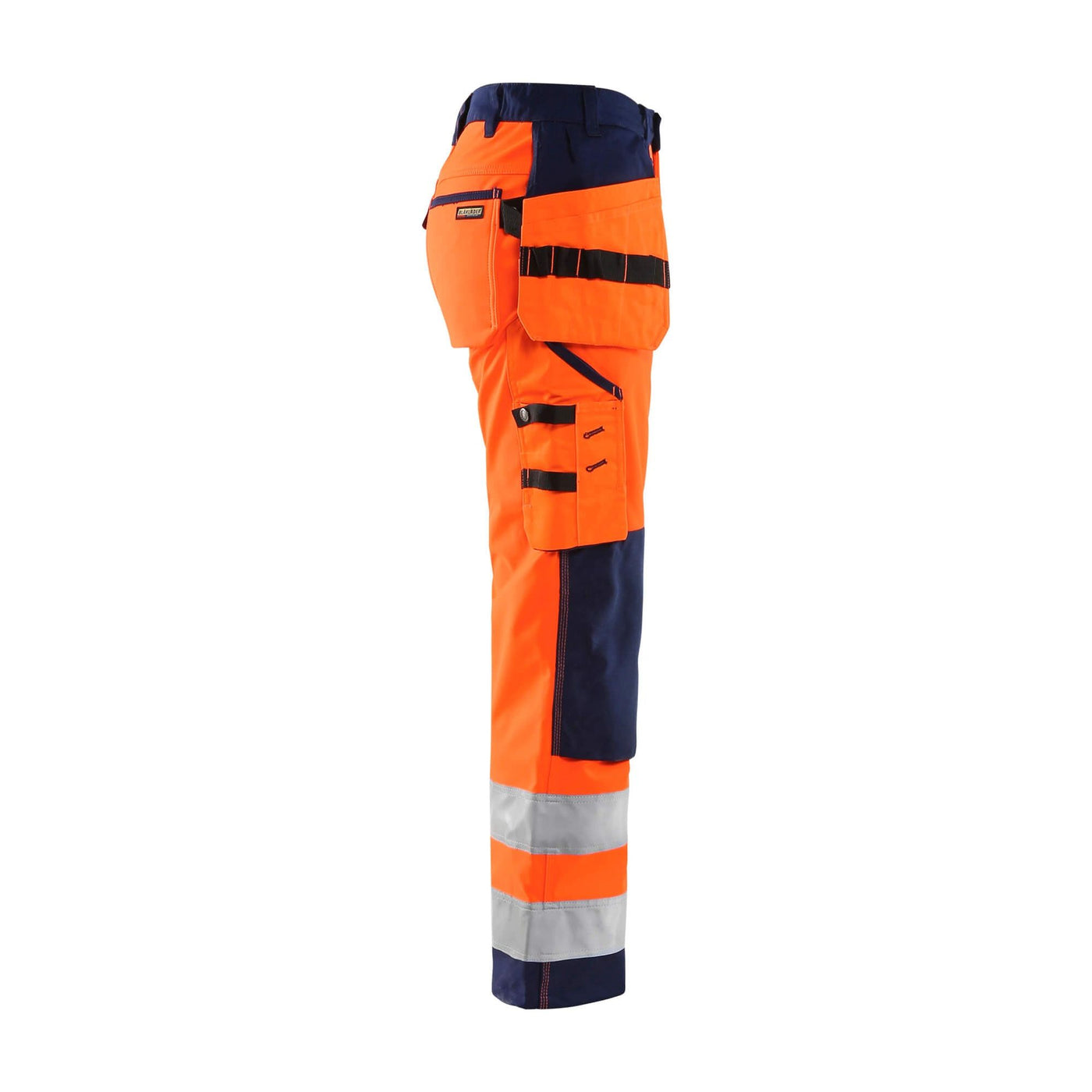 Blaklader 71672517 Hi-Vis Softshell Trousers Orange/Navy Blue Right #colour_orange-navy-blue